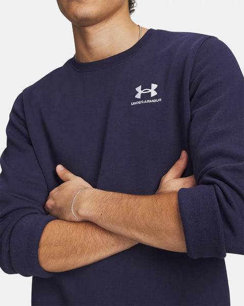 UA Icon Fleece Crew Midnight Navy | White